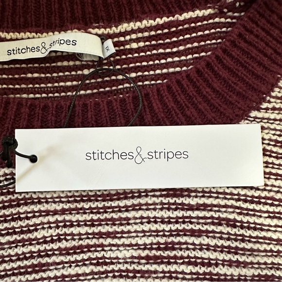 Striped Burgundy Crew Neck Sweater - Picture 9 of 12